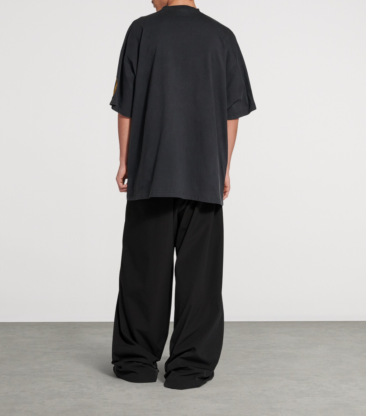 Balenciaga Uniform Crest Logo T-Shirt – Charcoal Oversized Cotton