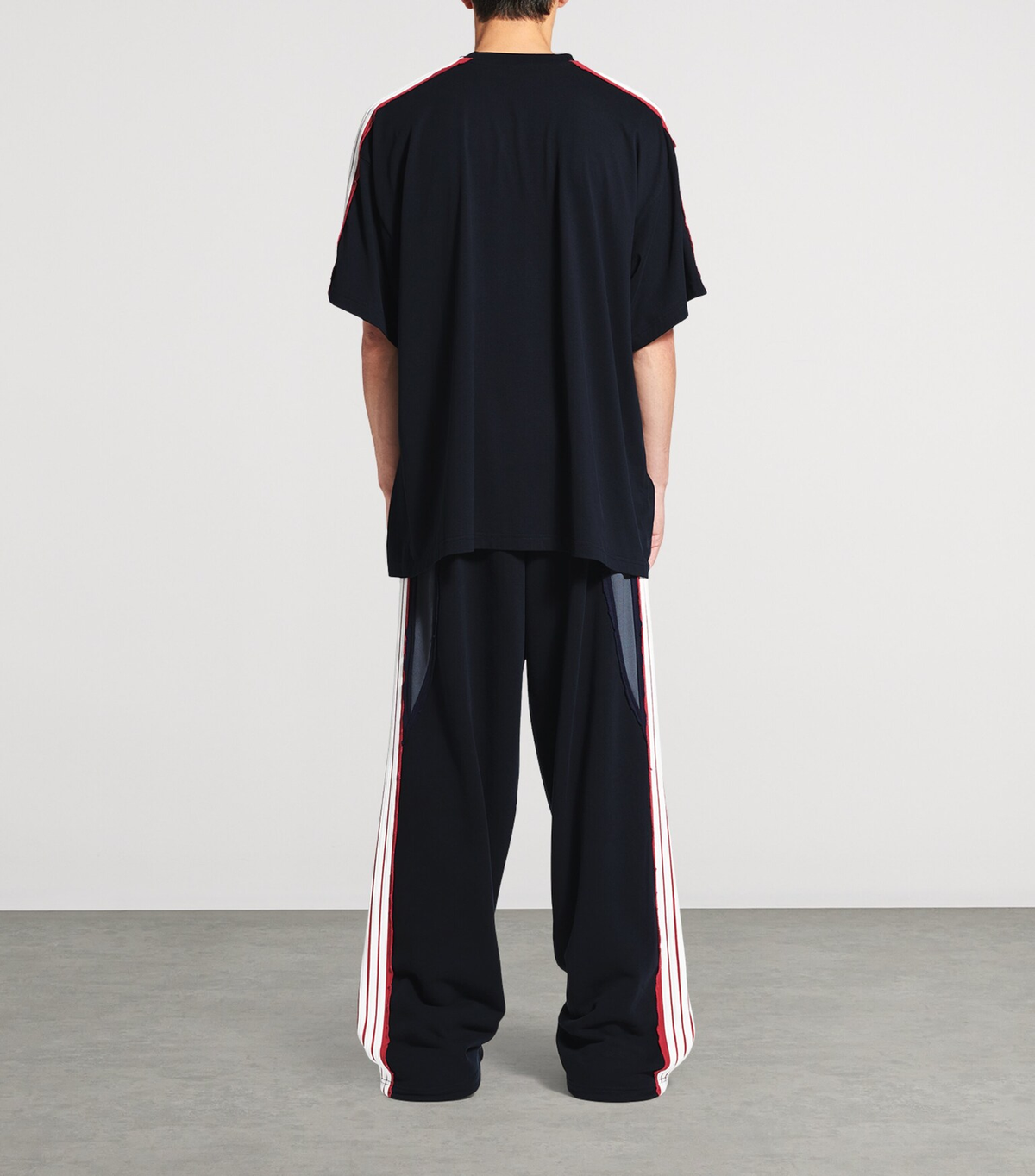 Balenciaga Loop Sports Stripe T-Shirt – Black / Red Cotton
