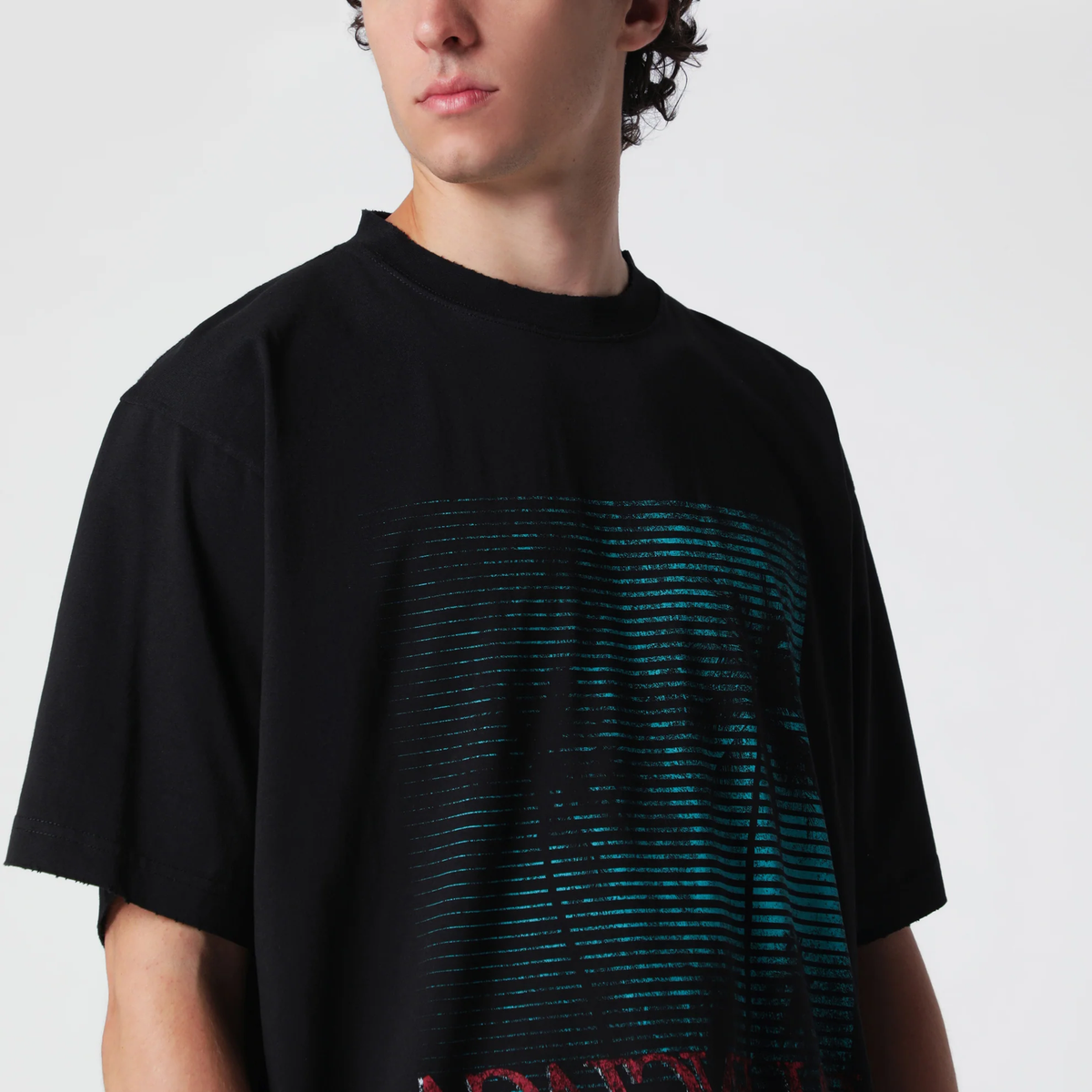Balenciaga Holiday Graphic Print Cotton T-Shirt — Black