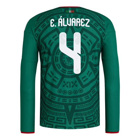 adidas Julian Alvarez Mexico 26 Home Authentic Long Sleeve Jersey, Bold Green, Asia Sizing KW7736
