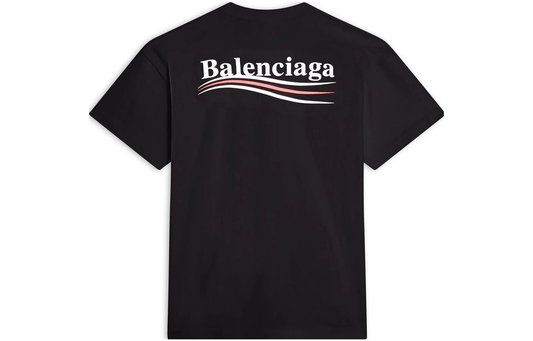 Balenciaga Political Campaign Logo Short Sleeve T-Shirt — Black