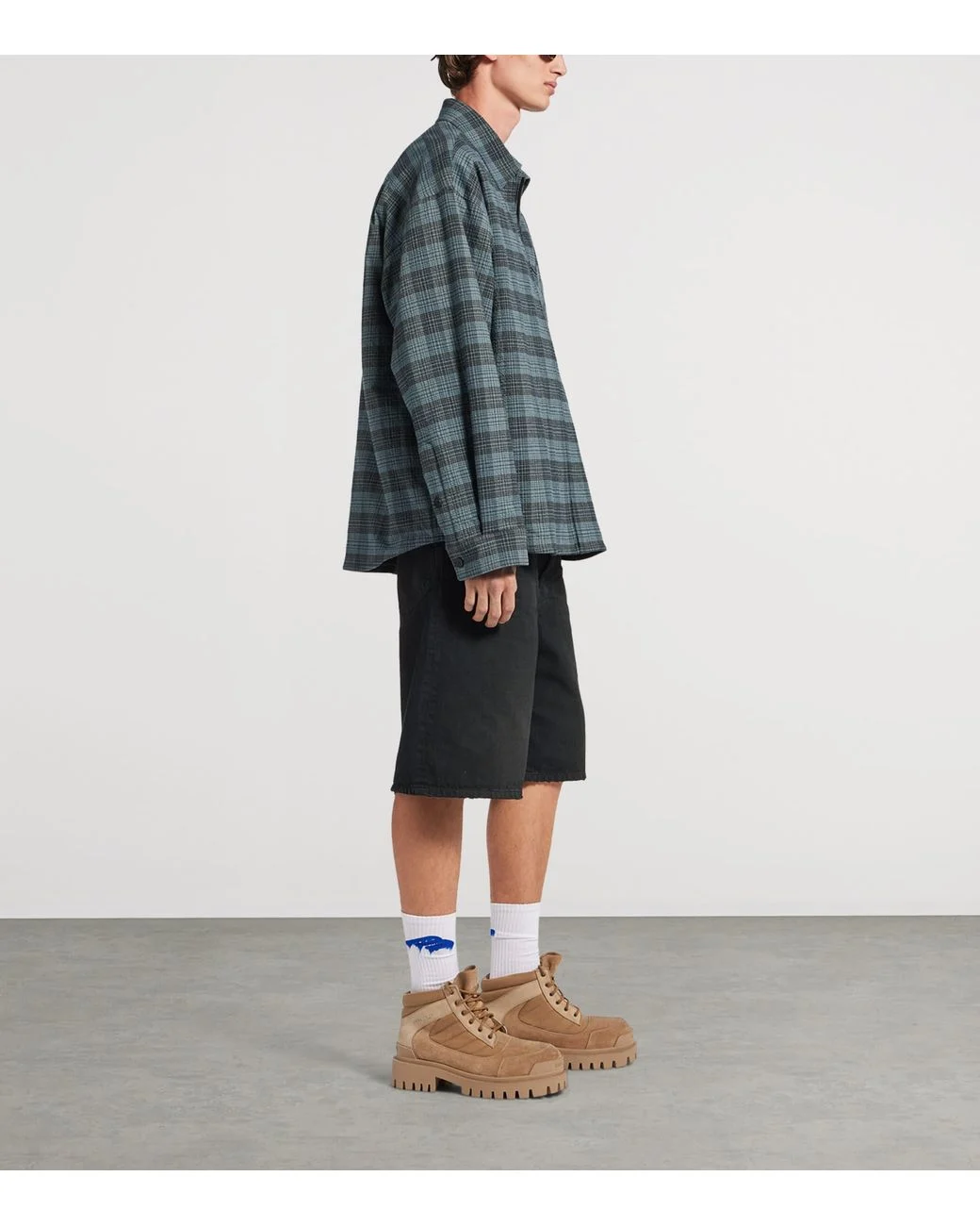 Balenciaga Blue Check Padded Overshirt