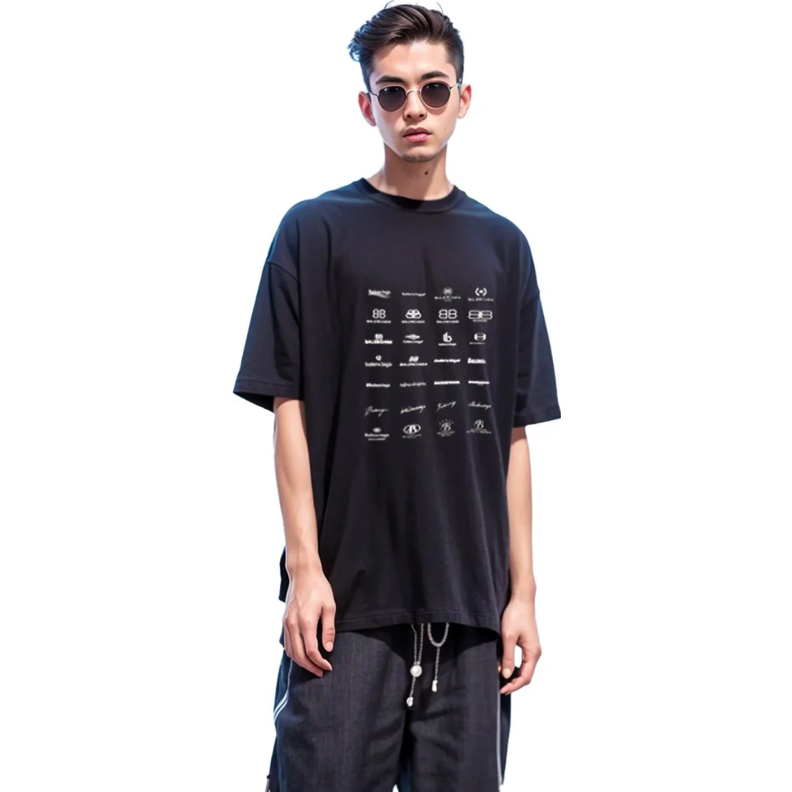 Balenciaga Archives Logos Oversized T-Shirt – Black / White