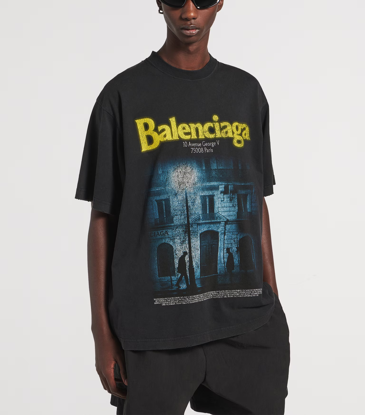 Balenciaga The Address Medium Fit T-Shirt — Washed Black