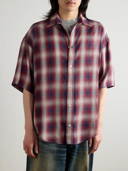 Acne Studios Oversized Checked Woven Shirt – Red