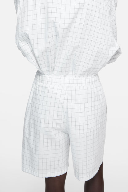 Acne Studios Casual Check Shorts – White / Black