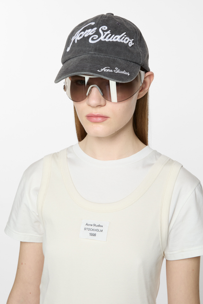 Acne Studios Script Logo Cap – Washed Black
