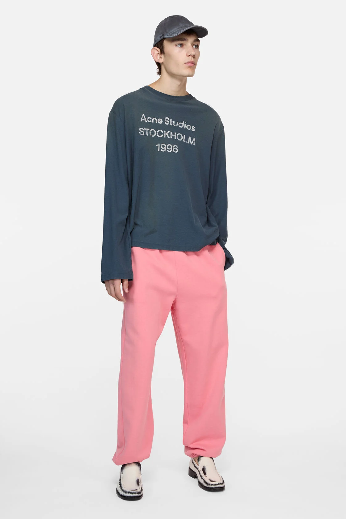 Acne Studios Sprayed 1996 Logo L/S T-Shirt – Slate Blue