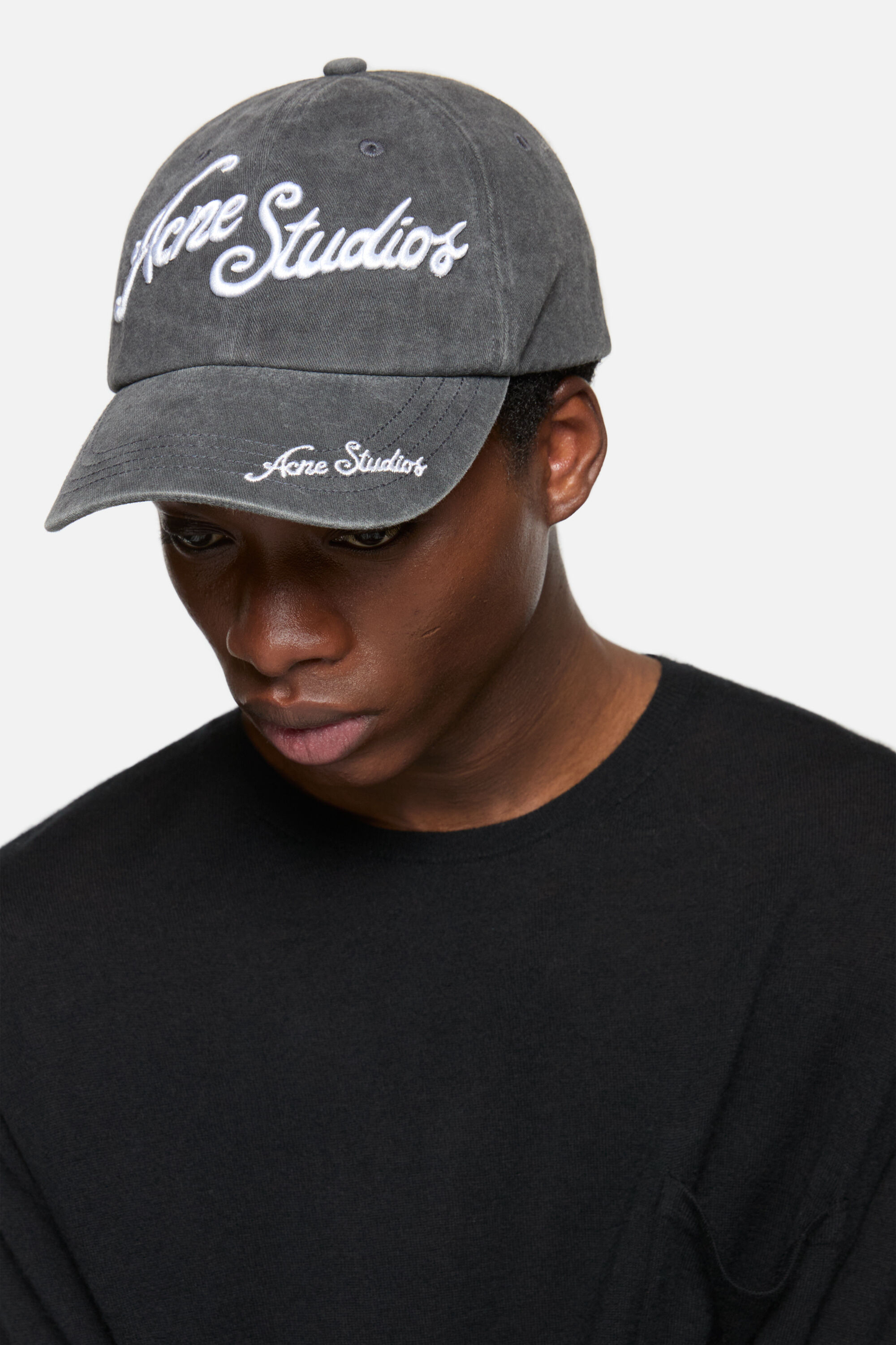 Acne Studios Script Logo Cap – Washed Black