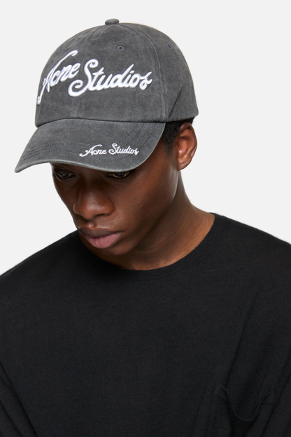 Acne Studios Script Logo Cap – Washed Black