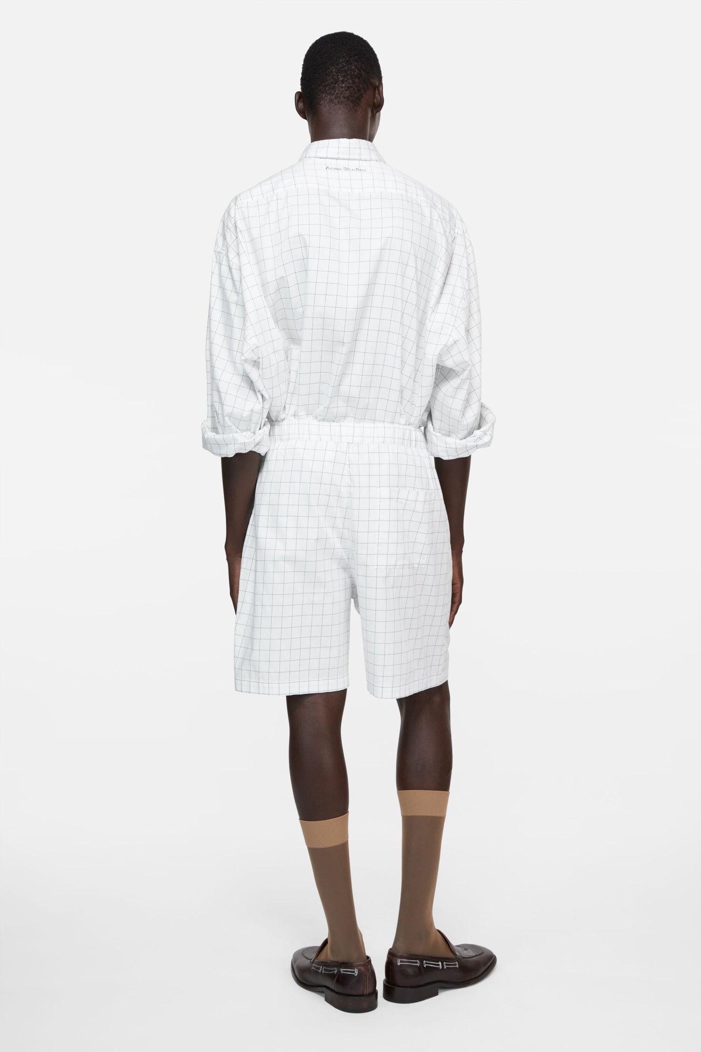 Acne Studios Casual Check Shorts – White / Black