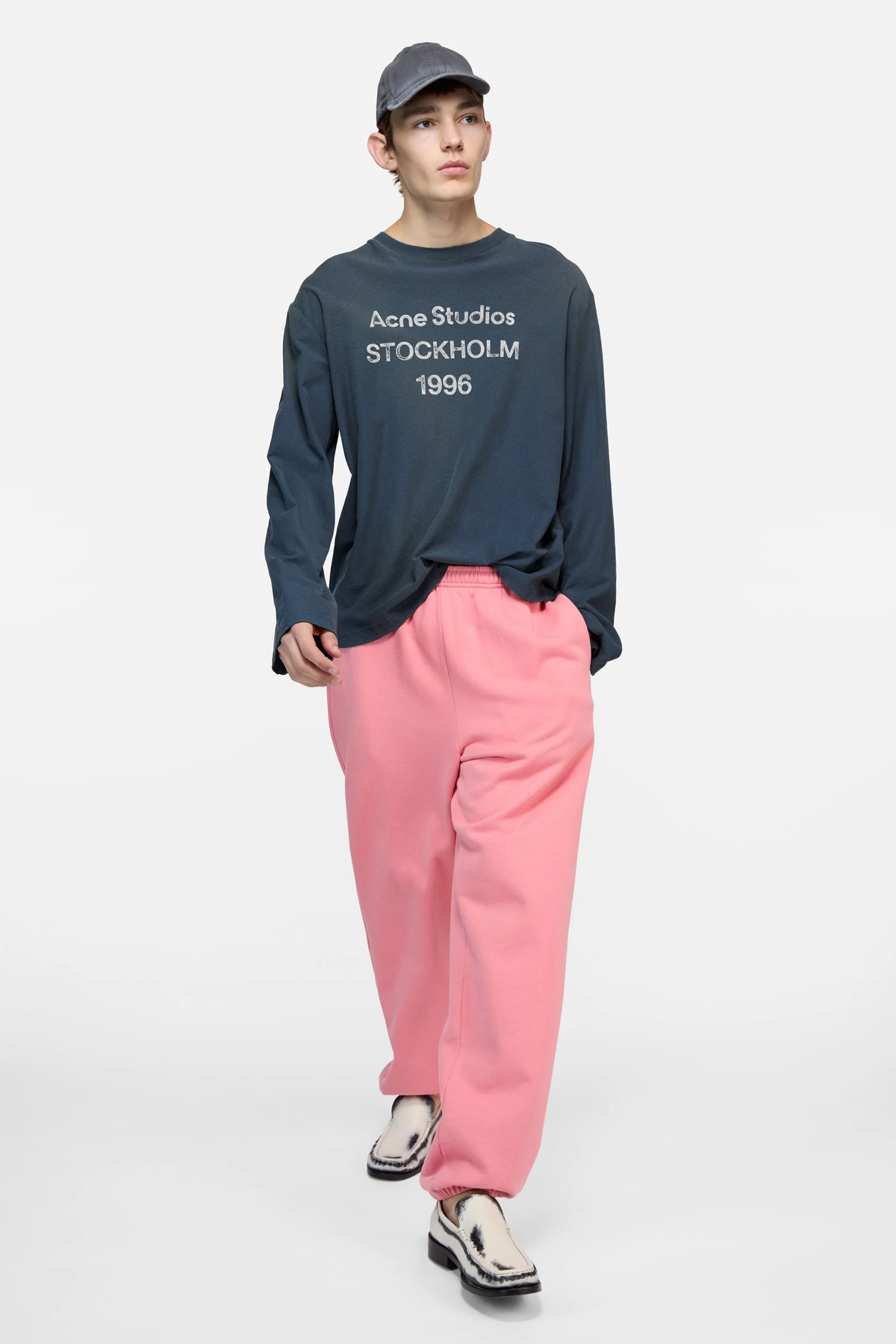Acne Studios Sprayed 1996 Logo L/S T-Shirt – Slate Blue