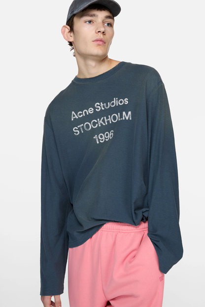 Acne Studios Sprayed 1996 Logo L/S T-Shirt – Slate Blue