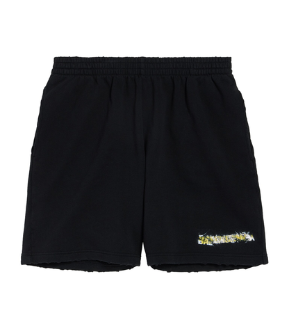 Balenciaga Cotton Messy Spray Logo Shorts
