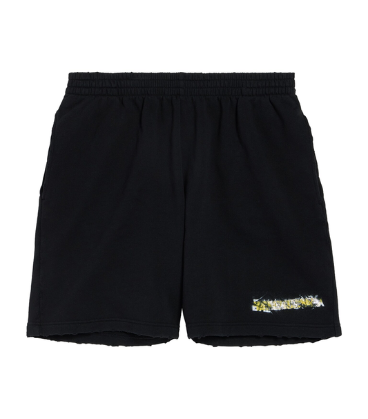Balenciaga Cotton Messy Spray Logo Shorts