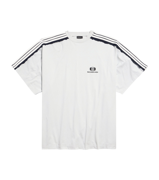Balenciaga Loop Sports Stripe T-Shirt – White / Navy Cotton