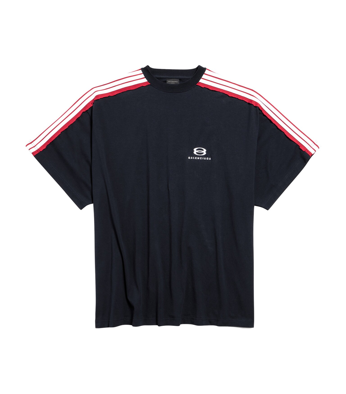 Balenciaga Loop Sports Stripe T-Shirt – Black / Red Cotton