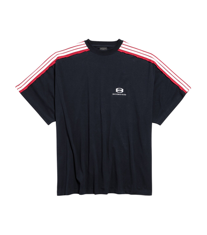 Balenciaga Loop Sports Stripe T-Shirt – Black / Red Cotton