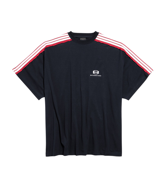 Balenciaga Loop Sports Stripe T-Shirt – Black / Red Cotton
