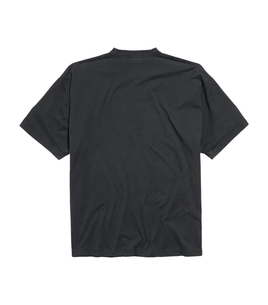 Balenciaga Uniform Crest Logo T-Shirt – Charcoal Oversized Cotton