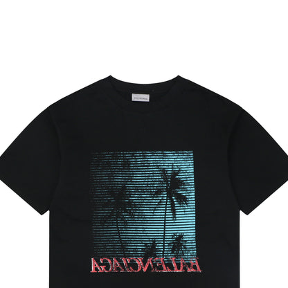 Balenciaga Holiday Graphic Print Cotton T-Shirt — Black