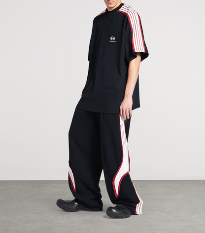 Balenciaga Loop Sports Stripe T-Shirt – Black / Red Cotton