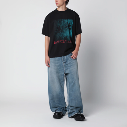 Balenciaga Holiday Graphic Print Cotton T-Shirt — Black