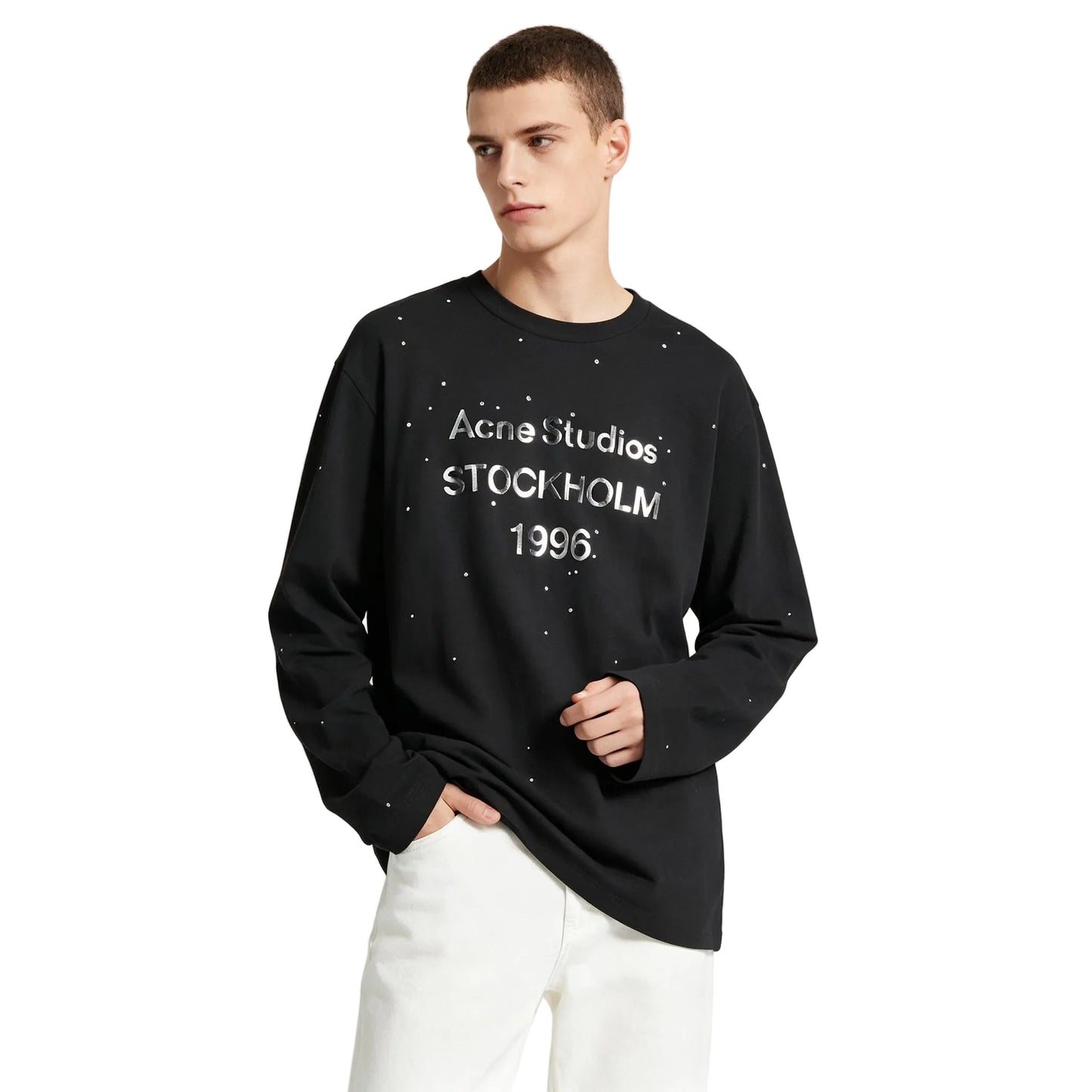 Acne Studios Rhinestone Logo Long-Sleeve T-Shirt