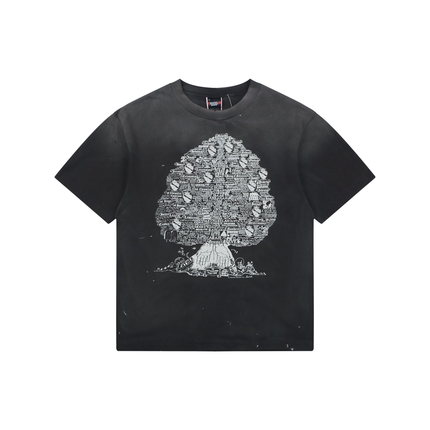 Saint Michael "Tree of Life" Typography Graphic T-Shirt – Washed Black