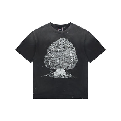 Saint Michael "Tree of Life" Typography Graphic T-Shirt – Washed Black