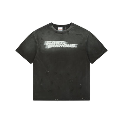 Saint Michael × Fast & Furious Logo Graphic T-Shirt – Washed Black