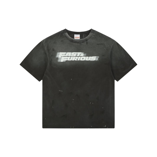 Saint Michael × Fast & Furious Logo Graphic T-Shirt – Washed Black