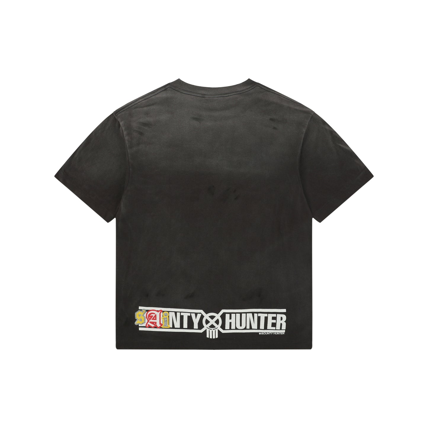 Saint Michael × Bounty Hunter "Sainty Hunter" Skull Crest Graphic T-Shirt – Washed Black