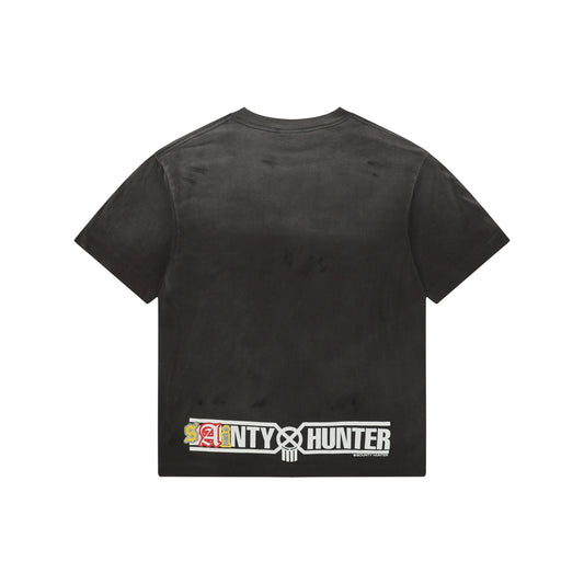 Saint Michael × Bounty Hunter "Sainty Hunter" Skull Crest Graphic T-Shirt – Washed Black