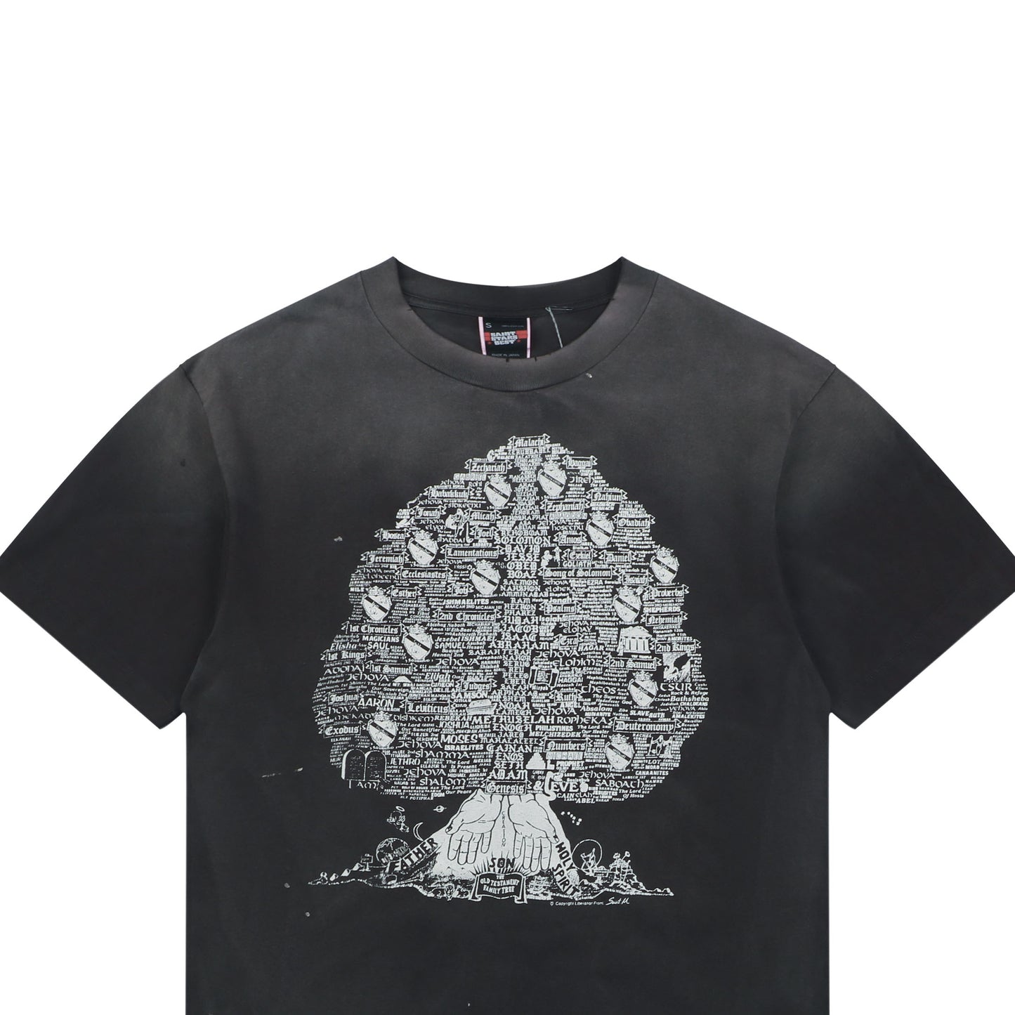Saint Michael "Tree of Life" Typography Graphic T-Shirt – Washed Black