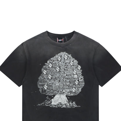 Saint Michael "Tree of Life" Typography Graphic T-Shirt – Washed Black