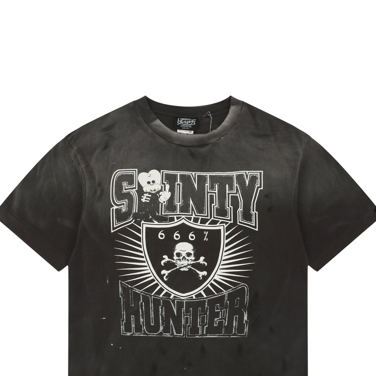 Saint Michael × Bounty Hunter "Sainty Hunter" Skull Crest Graphic T-Shirt – Washed Black