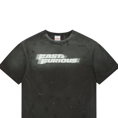 Saint Michael × Fast & Furious Logo Graphic T-Shirt – Washed Black