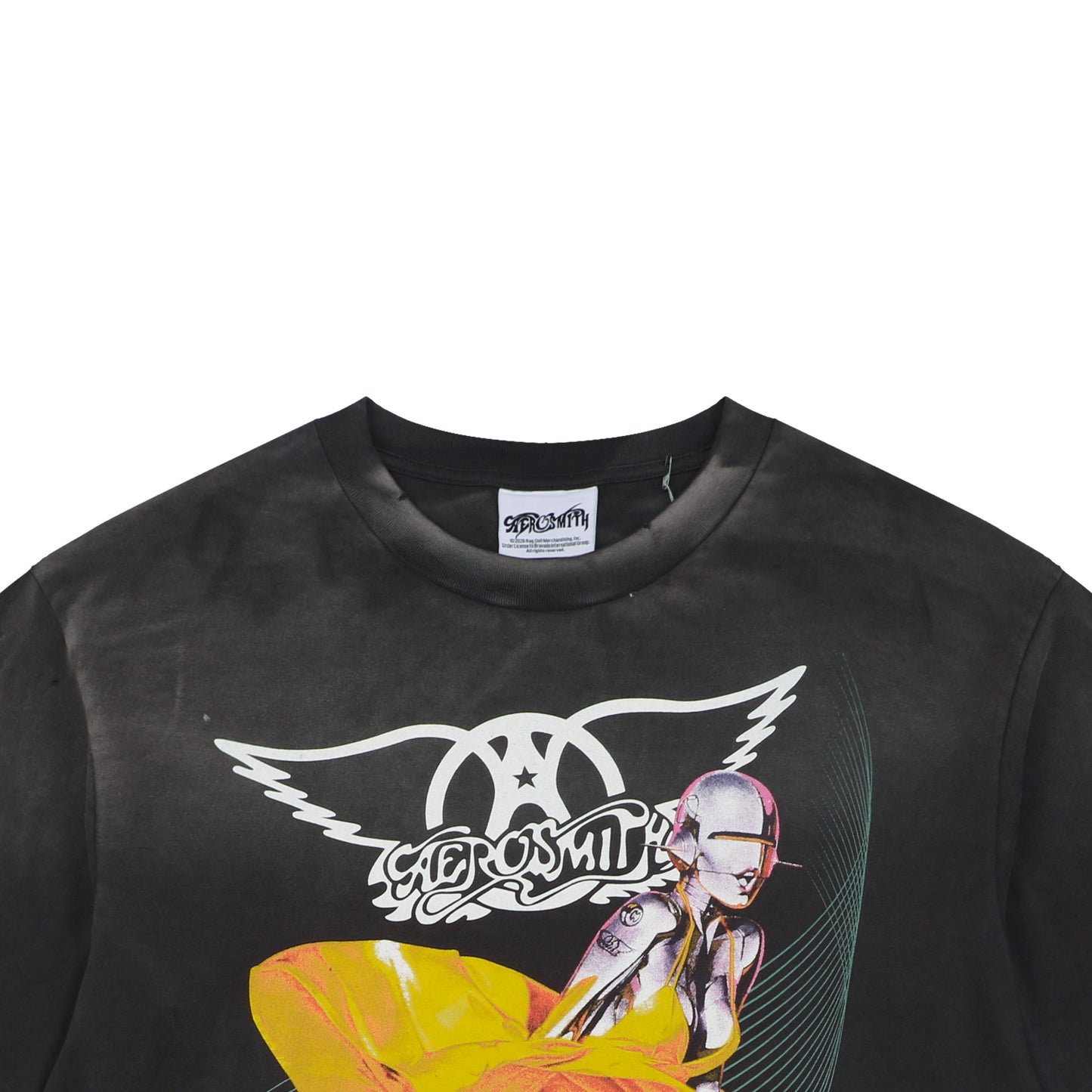 Saint Michael Aerosmith Paint-Splattered Graphic T-Shirt – Vintage Black