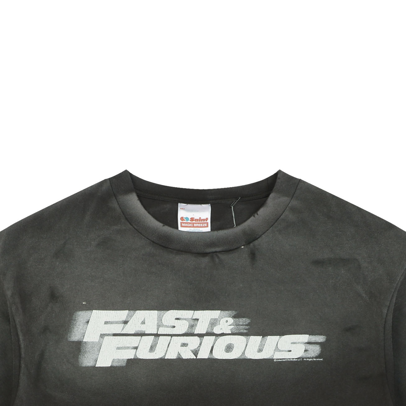 Saint Michael × Fast & Furious Logo Graphic T-Shirt – Washed Black