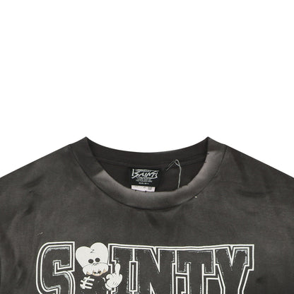 Saint Michael × Bounty Hunter "Sainty Hunter" Skull Crest Graphic T-Shirt – Washed Black