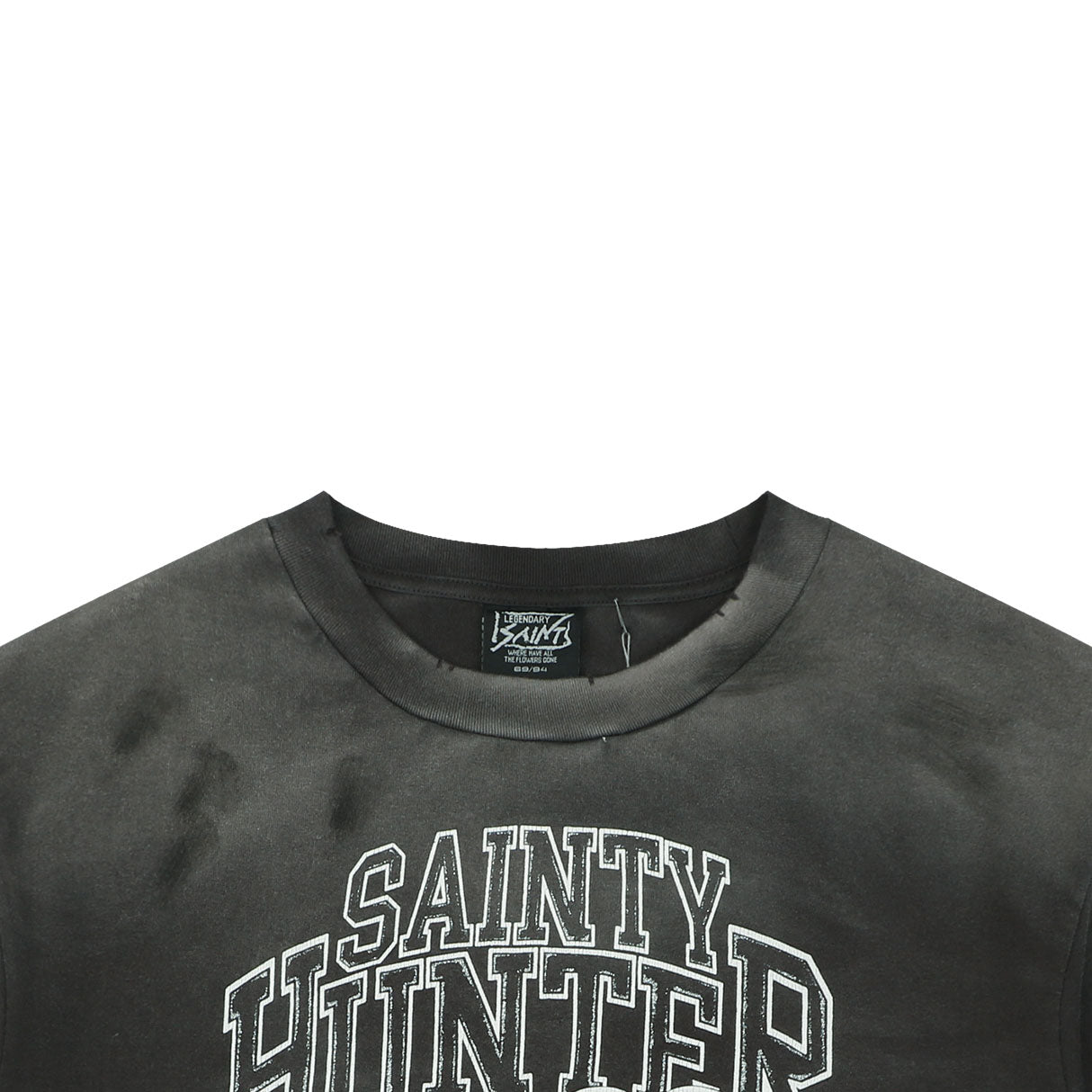Saint Michael × Bounty Hunter "Sainty Hunter" Angel & Skeleton Duo Graphic T-Shirt – Washed Black