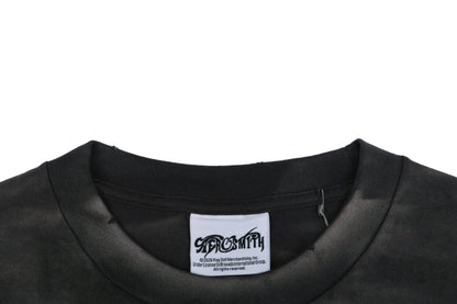 Saint Michael Aerosmith Paint-Splattered Graphic T-Shirt – Vintage Black