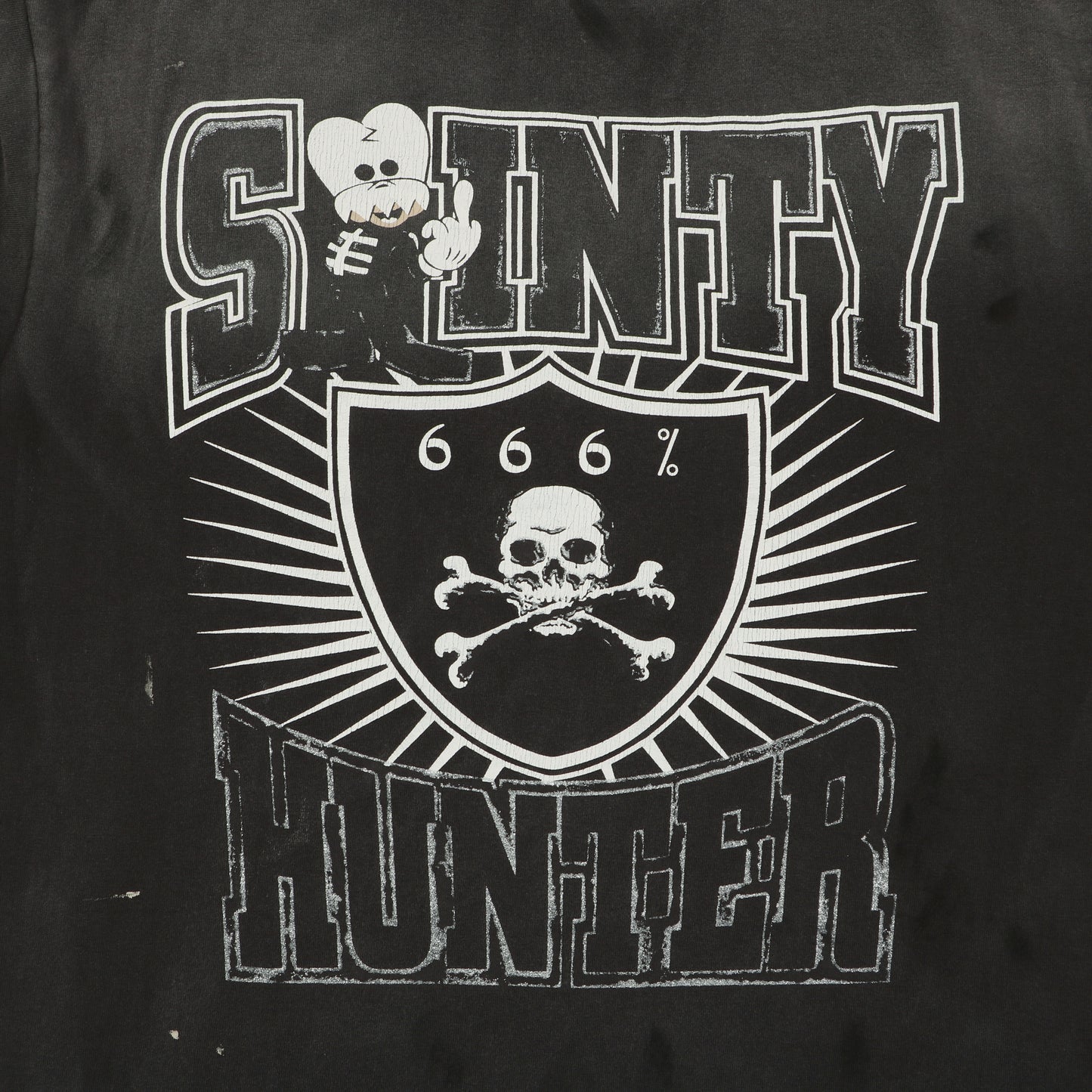 Saint Michael × Bounty Hunter "Sainty Hunter" Skull Crest Graphic T-Shirt – Washed Black