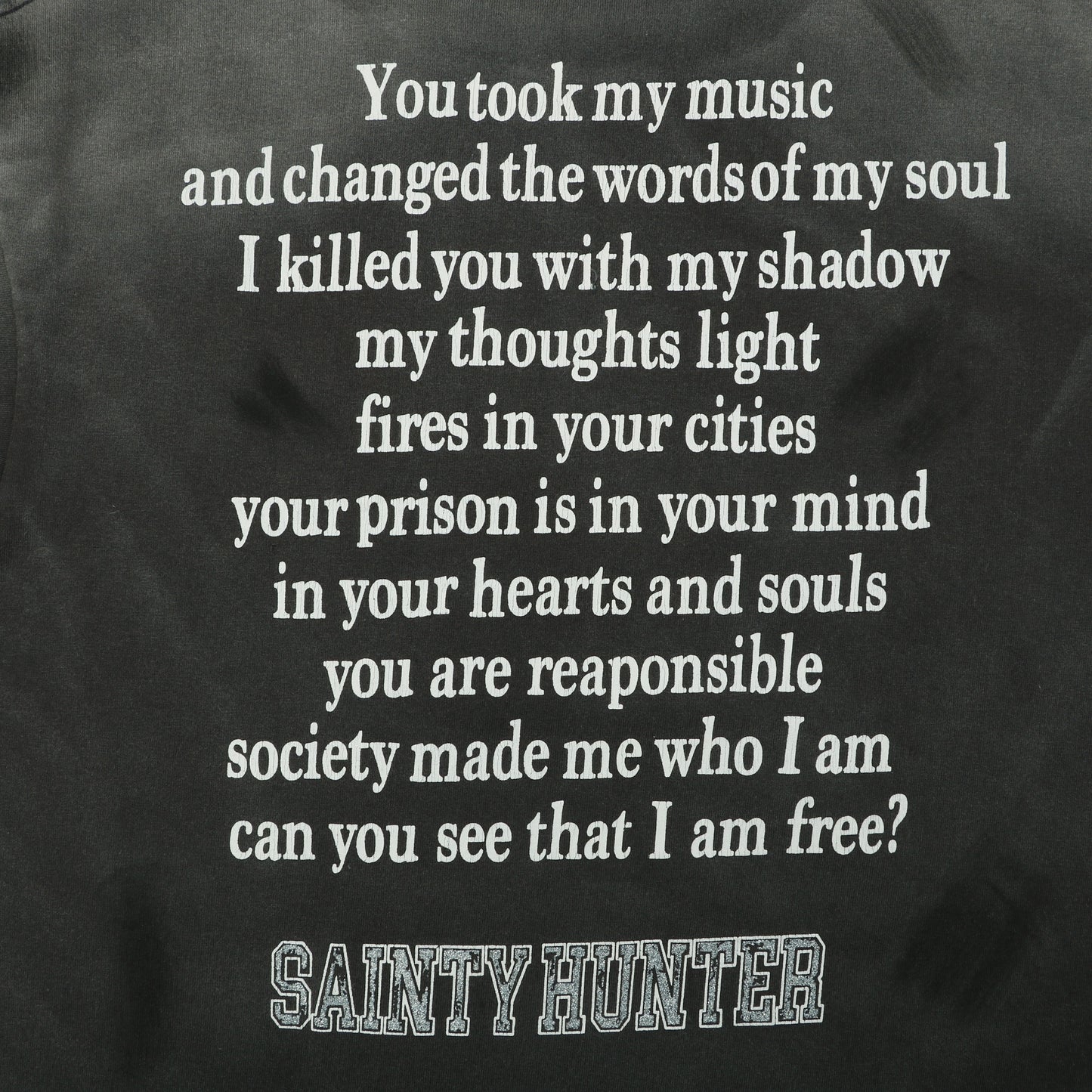 Saint Michael × Bounty Hunter "Sainty Hunter" Angel & Skeleton Duo Graphic T-Shirt – Washed Black