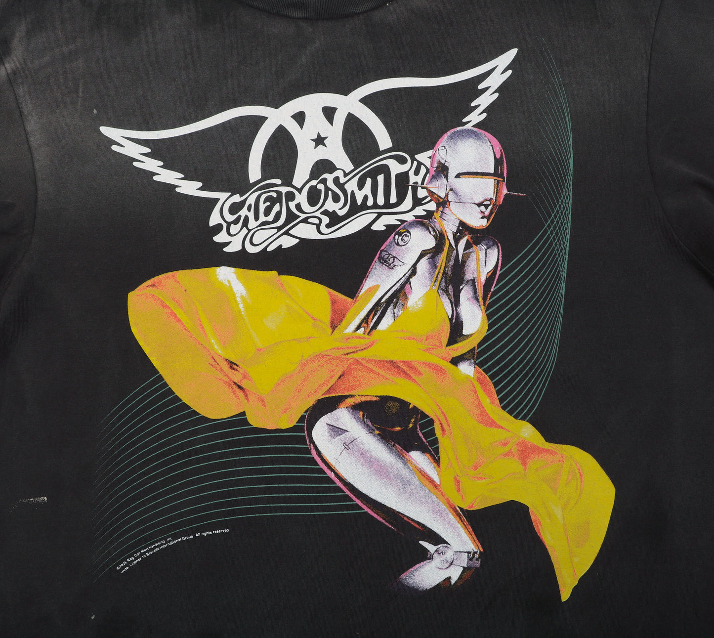 Saint Michael Aerosmith Paint-Splattered Graphic T-Shirt – Vintage Black