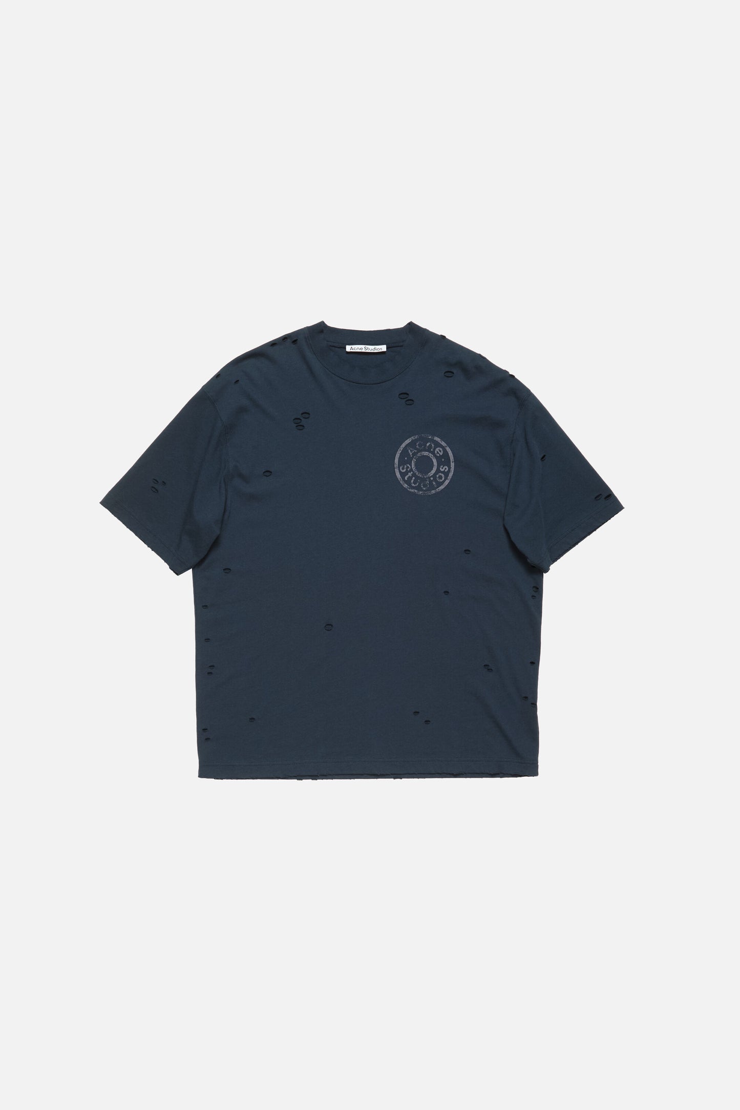 Acne Studios Exford Distressed Logo S/S T-Shirt – Navy