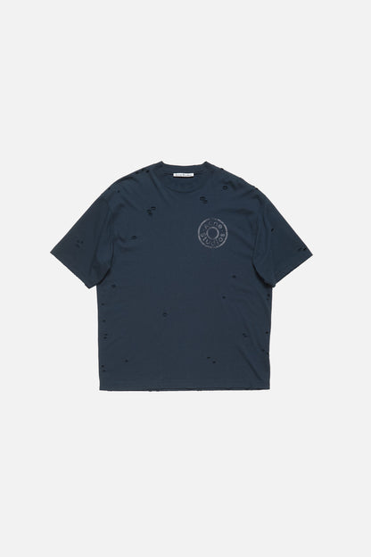 Acne Studios Exford Distressed Logo S/S T-Shirt – Navy