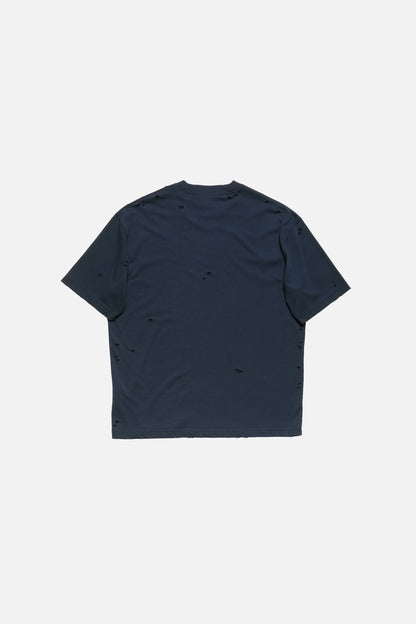 Acne Studios Exford Distressed Logo S/S T-Shirt – Navy