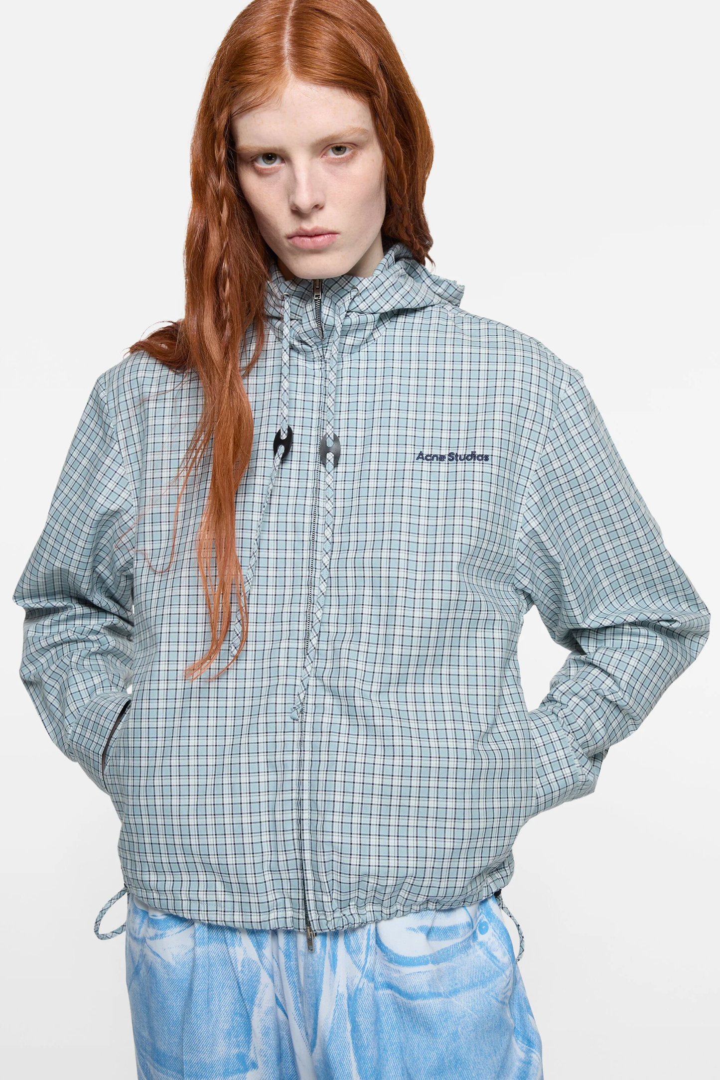 Acne Studios Hooded Check Jacket – Blue / White
